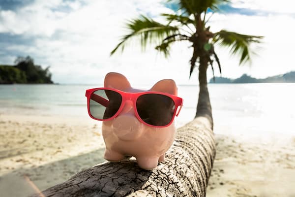 pig bank with pink glasses. We pay what you deserve